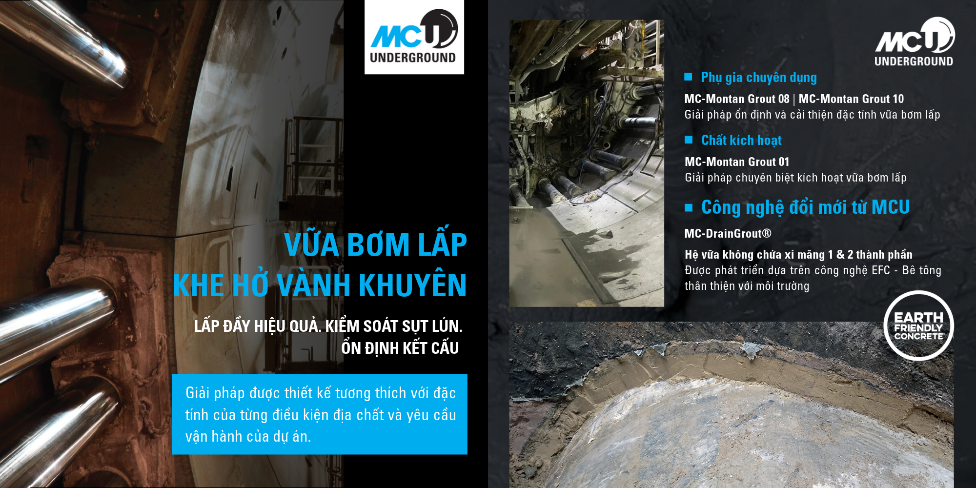 Giải pháp vữa bơm lấp khe vành khuyên cho TBM từ MC Underground 