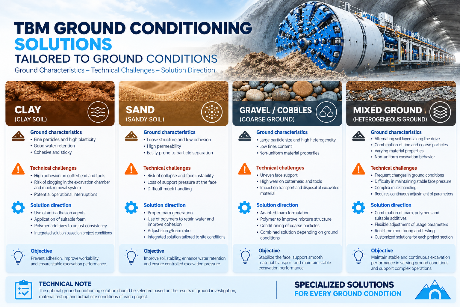 Selection of TBM Soil Conditioning Additives According to Geological Conditions