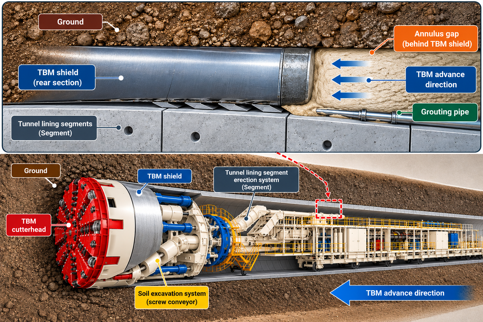 The annular gap and grouting system in TBM tunnelling