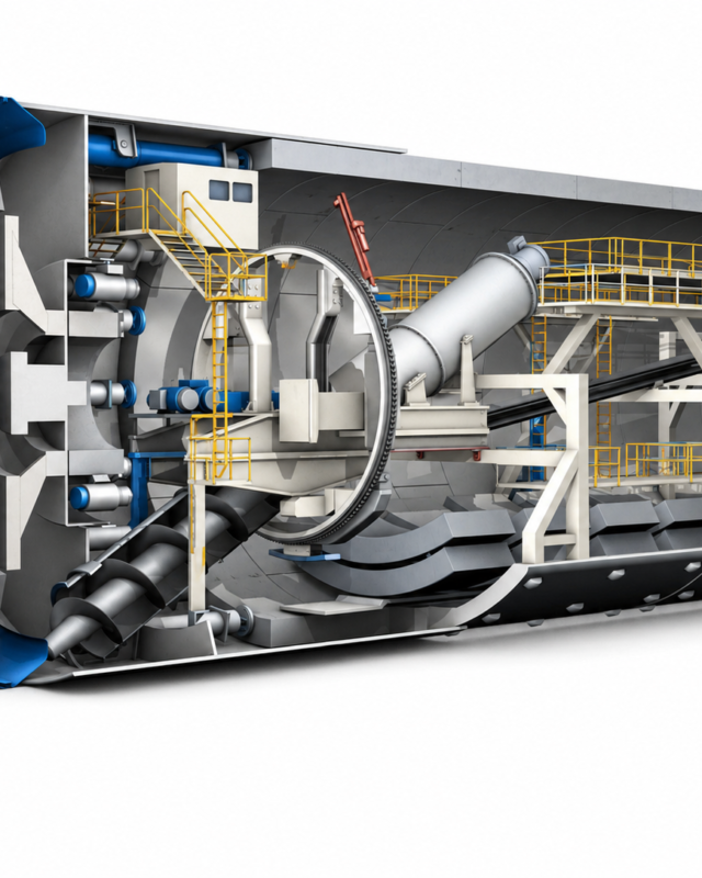 Tunnel Boring Machine Cutaway Mỡ bôi trơn ổ trục chính TBM – Máy đào hầm TBM