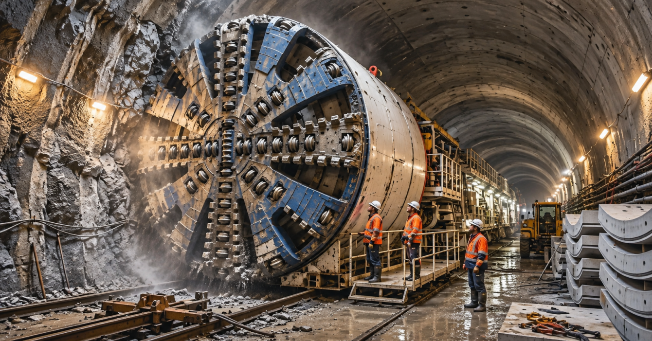Máy đào hầm TBM trong thi công đường hầm cơ giới