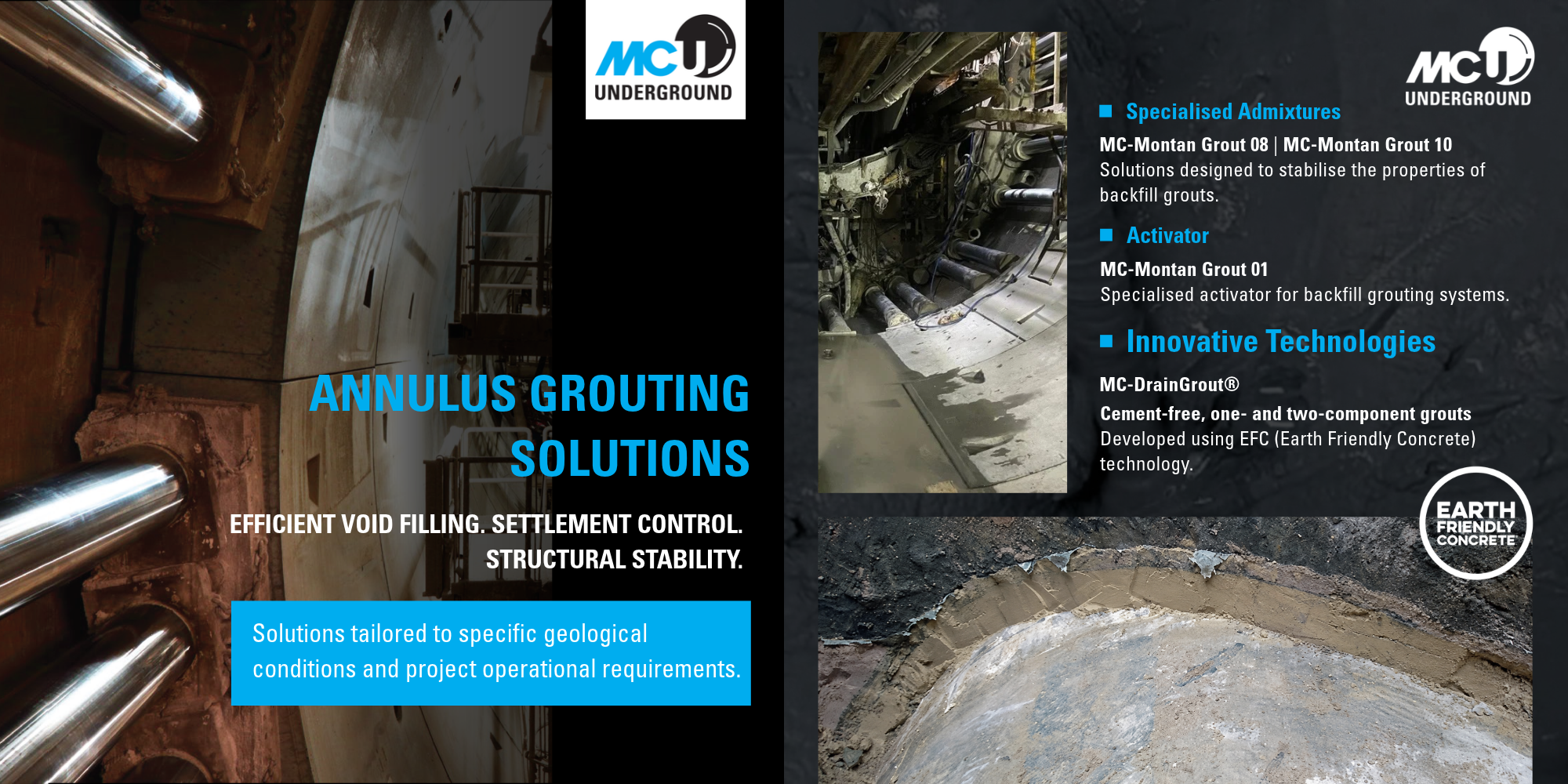 TBM annulus grouting solutions from MC Underground
